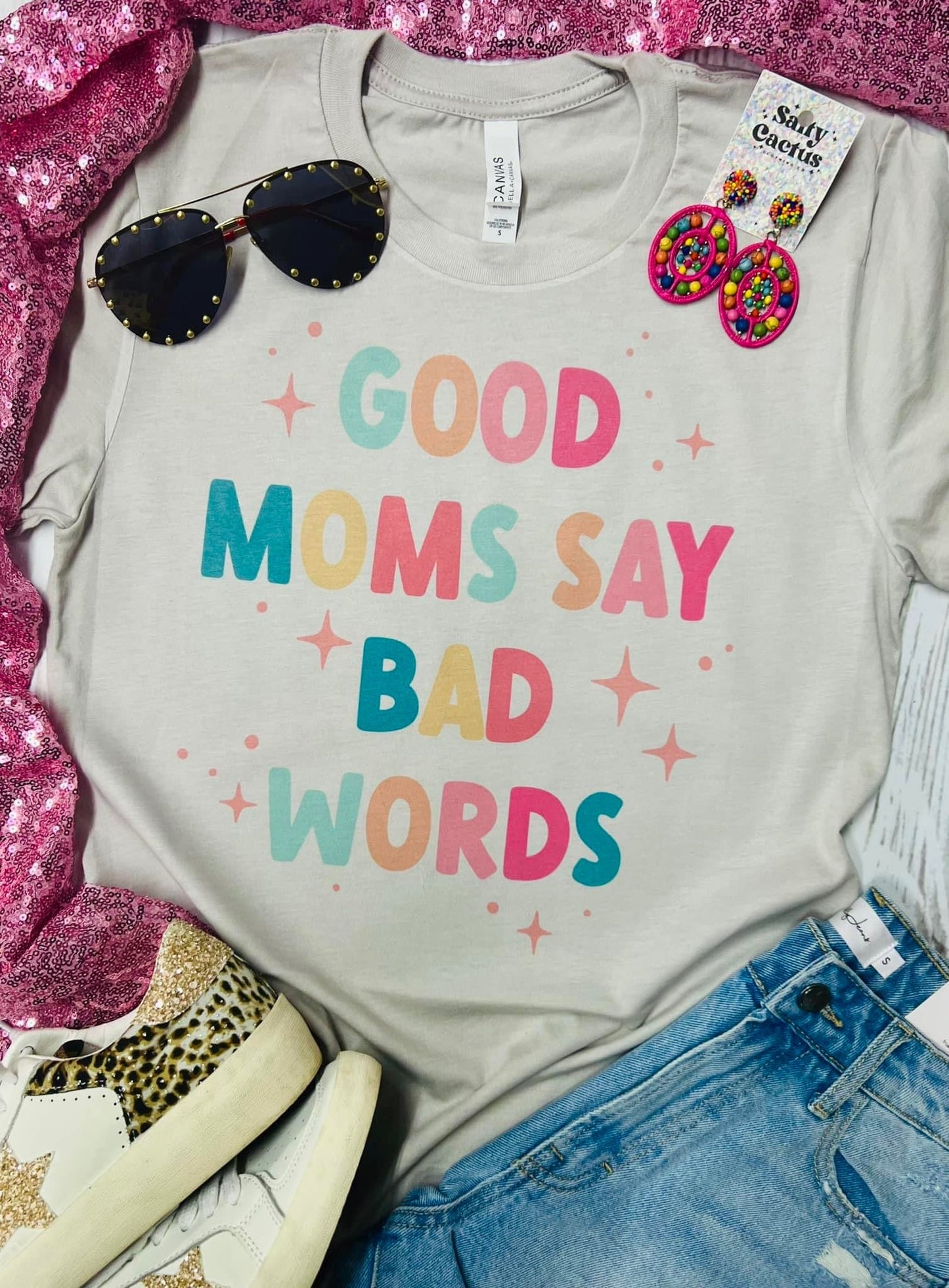 Good Moms Say Bad Words Tan Tee