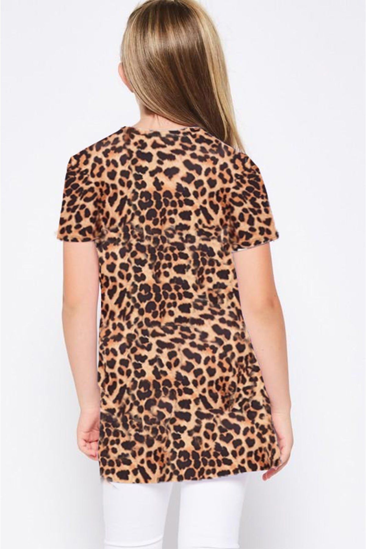 Leopard Print Twist Girls Tee