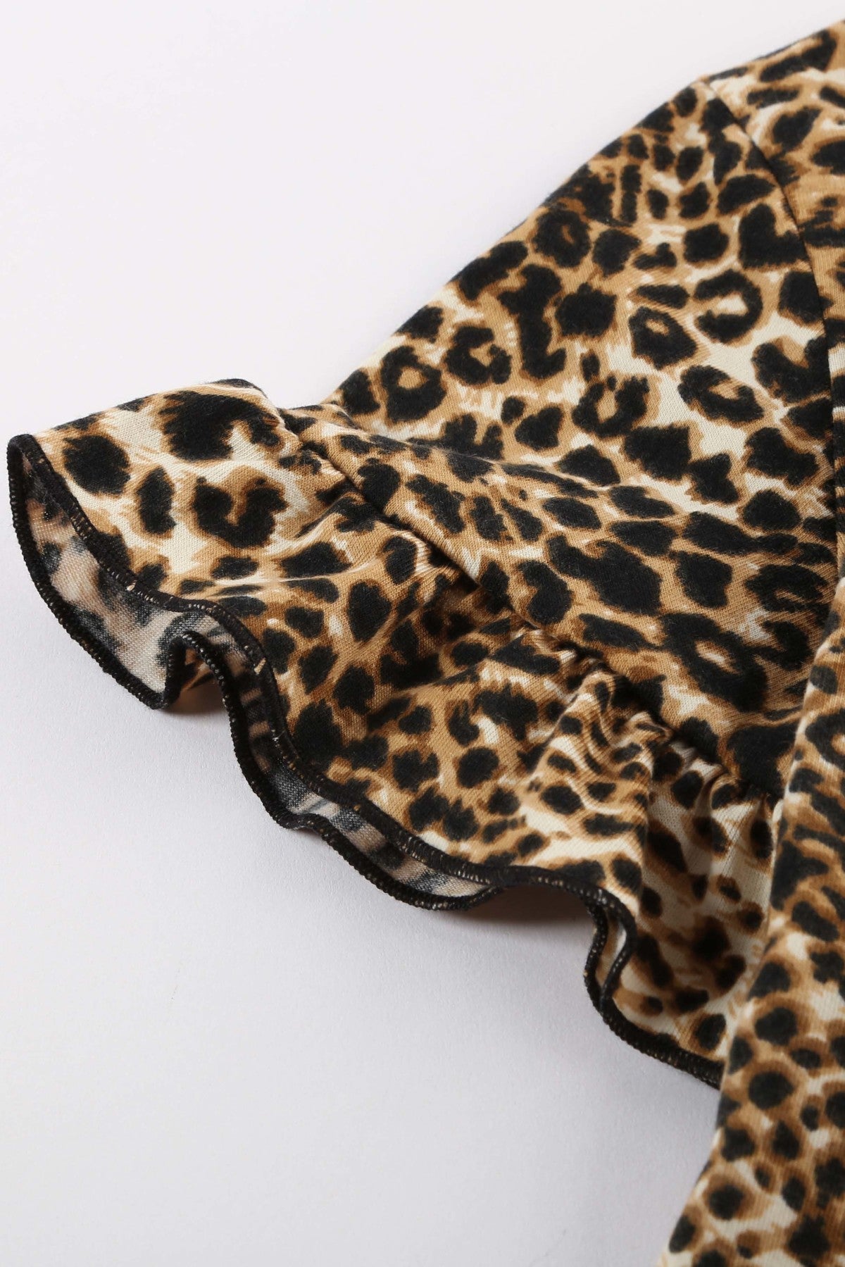 Ruffled Sleeves Leopard Girls' Tee