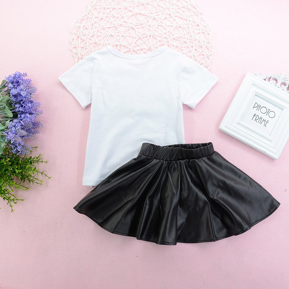 Girls MINI BOSS Graphic Tee and Skirt Set